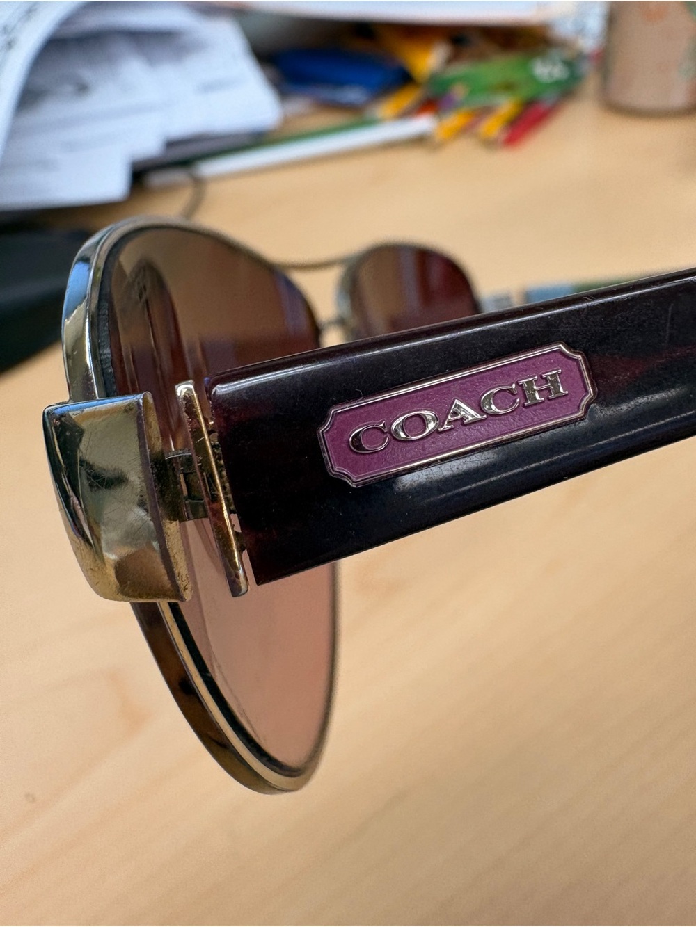 COACH Kristina Sunglasses in Burgundy with Logo Plaque